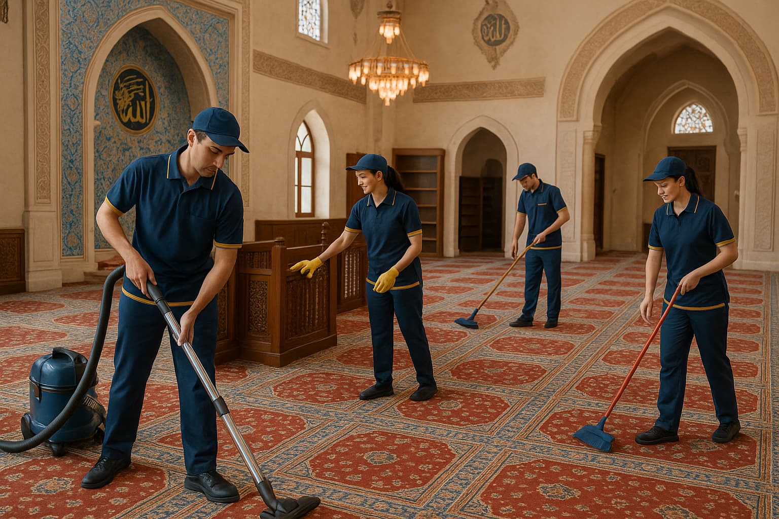 Mosque interior cleaning